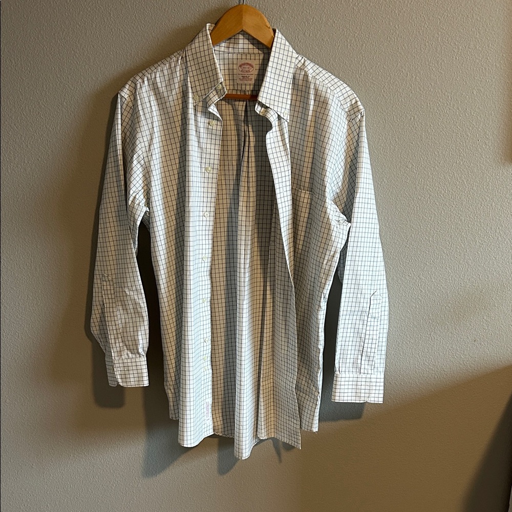Brooks Brothers White and Blue Plaid Shirt